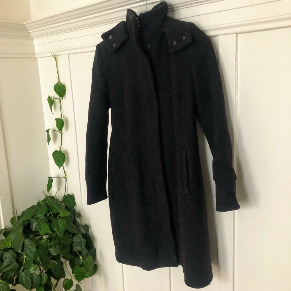 Hooded wool blend coat - Gray